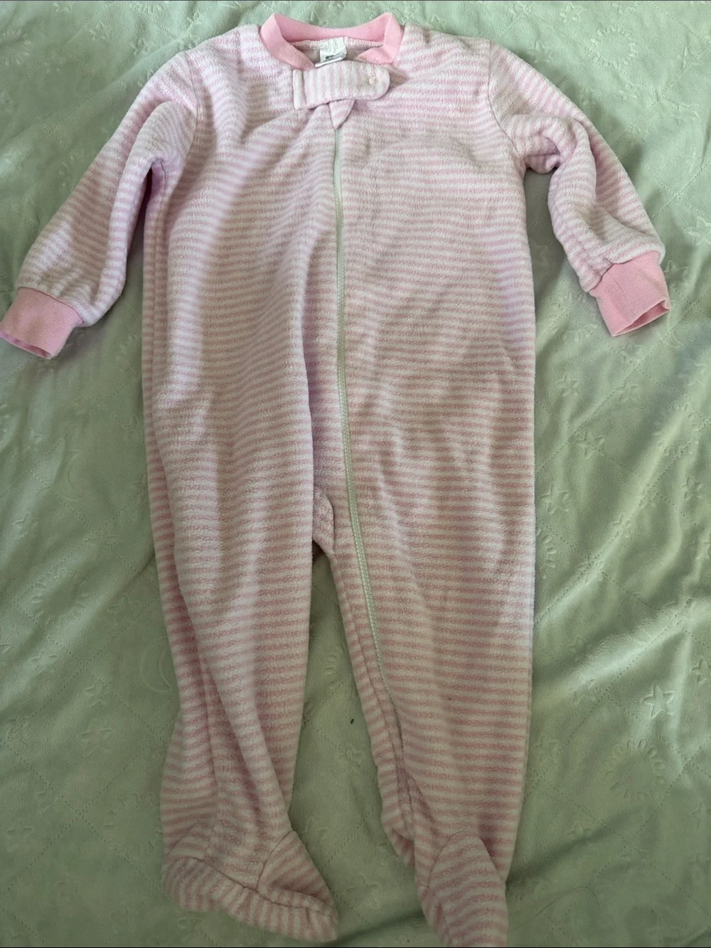 Pink Plush Baby Sleepers with Elephant Applique 6-9 months